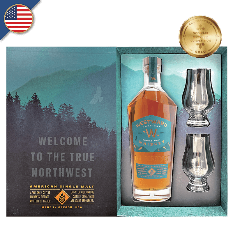 美國威蓋堡WESTWARD WHISKEY 單一麥芽威士忌原味桶 45%單瓶加2入威杯錦盒 美國威蓋堡WESTWARD WHISKEY 單一麥芽威士忌原味桶 45%單瓶加2入威杯錦盒