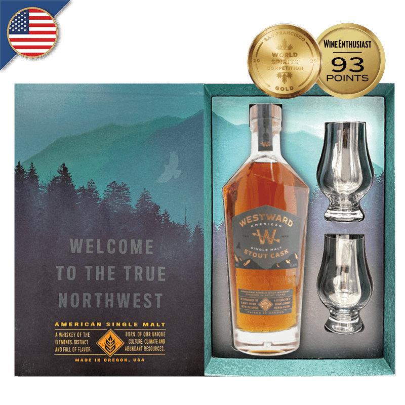 美國威蓋堡WESTWARD WHISKEY 單一麥芽威士忌黑啤酒桶 46% 單瓶加2入威杯錦盒 美國威蓋堡WESTWARD WHISKEY 單一麥芽威士忌黑啤酒桶 46% 單瓶加2入威杯錦盒