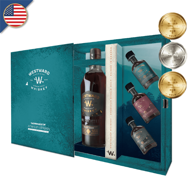 AMERICAN WESTWARD SINGLE MALT DRAWER-STYLE GIFT BOX (700ml*1+50ml*3) STOUT CASK